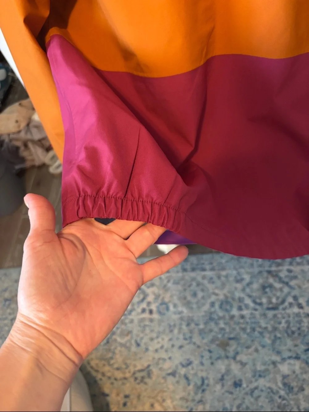 Cotopaxi Colorblock Hooded  Rain Shell Jacket - Rust Orange & Magenta - Picture 10 of 11